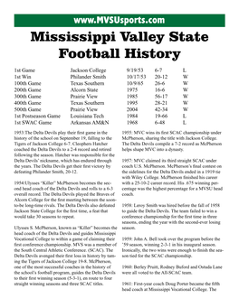 Mississippi Valley State Football History