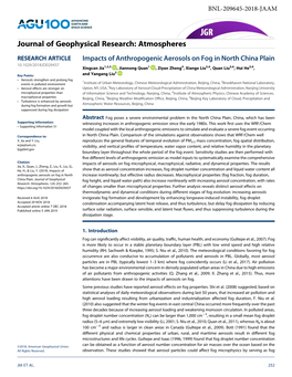 Impacts of Anthropogenic Aerosols on Fog in North China Plain