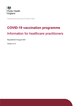 COVID-19 Vaccination Programme: Information for Healthcare Practitioners