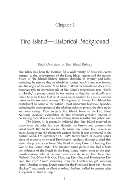 Fire Island—Historical Background