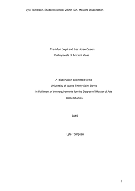 Lyle Tompsen, Student Number 28001102, Masters Dissertation