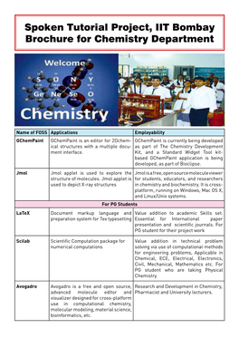 Spoken Tutorial Project, IIT Bombay Brochure for Chemistry Department