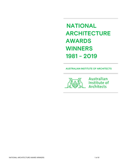 National Architecture Award Winners 1981 – 2019
