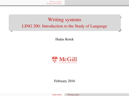 Writing Systems Reading and Spelling