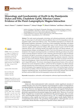 Mineralogy and Geochemistry of Ocelli in the Damtjernite Dykes and Sills, Chadobets Uplift, Siberian Craton: Evidence of the Fluid–Lamprophyric Magma Interaction