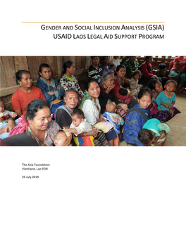 Gender and Social Inclusion Analysis (Gsia) Usaidlaos Legal Aid Support