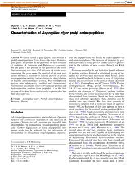 Characterisation of Aspergillus Niger Prolyl Aminopeptidase