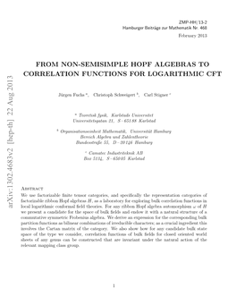 From Non-Semisimple Hopf Algebras to Correlation Functions For