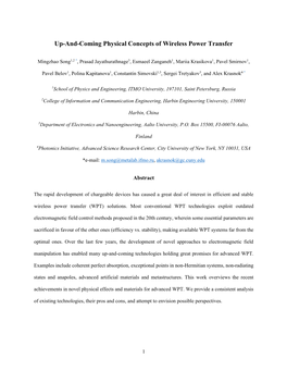 Up-And-Coming Physical Concepts of Wireless Power Transfer