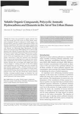 Volatile Organic Compounds, Polycyclic Aromatic Hydrocarbons and Elements in the Air of Ten Urban Homes