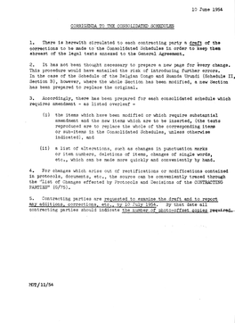 10 June 1954 CORRIGENDA to the CONSOLIDATED SCHEDULES 1. There Is Herewith Circulated to Each Contracting Party a Draft of the C