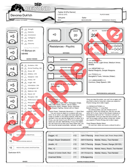 Devorxa Duk'ich CLASS & LEVEL PLAYER NAME Githyanki Sailor CHARACTER NAME RACE BACKGROUND EXPERIENCE POINTS