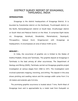 District Survey Report of Sivagangi, Tamilnadu, India