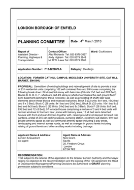 PLANNING COMMITTEE Date : 4Th March 2013