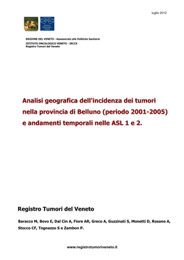 Provincia Di Belluno, ASL 1