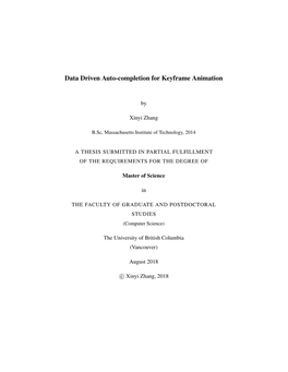 Data Driven Auto-Completion for Keyframe Animation
