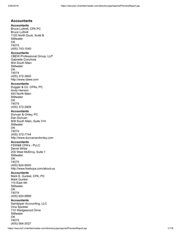 Accountants Accountants Bruce Luttrell, CPA PC Bruce Luttrell 1120 North Du Ck, Suite B Stillwater OK 740 75 (405) 7 43-1040