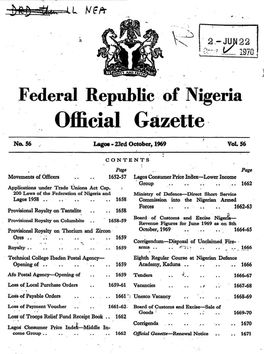 Federal Republic of Nigeria Official Gazette