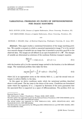 Variational Problems on Flows of Diffeomorphisms for Image Matching