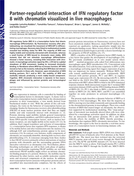 Partner-Regulated Interaction of IFN Regulatory Factor 8 with Chromatin Visualized in Live Macrophages