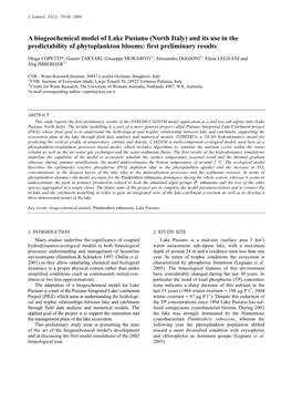 A Biogeochemical Model of Lake Pusiano (North Italy) and Its Use in the Predictability of Phytoplankton Blooms: First Preliminary Results