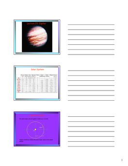 Lecture 23: Jupiter Solar System Jupiter's Orbit