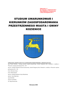 Studium Uwarunkowań I Kierunków Zagospodarowania Przestrzennego Miasta I Gminy Kozienice