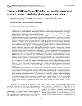 Temporal Chip-On-Chip of RNA-Polymerase-II to Detect Novel Gene Activation Events During Photoreceptor Maturation