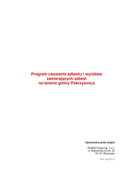 Program Usuwania Azbestu I Wyrobów Zawierających Azbest Na Terenie Gminy Pokrzywnica