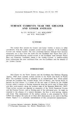 Surface Currents Near the Greater and Lesser Antilles