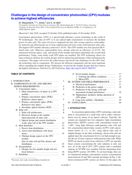 Challenges in the Design of Concentrator Photovoltaic (CPV) Modules to Achieve Highest Efficiencies M