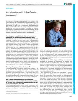 An Interview with John Gurdon Aidan Maartens*,‡