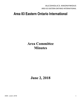 Area 83 Eastern Ontario International Area Committee Minutes June 2
