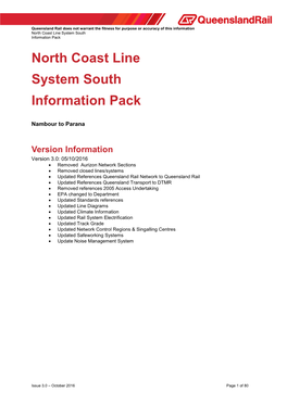 North Coast Line South System Information Pack