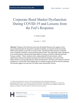 Corporate Bond Market Dysfunction During COVID-19 and Lessons