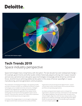 A Space Industry Perspective: Tech Trends 2019