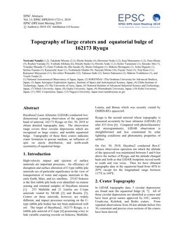 Topography of Large Craters and Equatorial Bulge of 162173 Ryugu