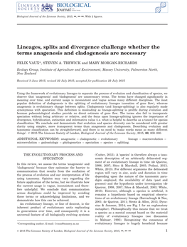 Lineages, Splits and Divergence Challenge Whether the Terms Anagenesis and Cladogenesis Are Necessary