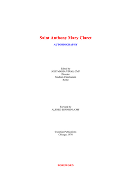 The Autobiography of St. Anthony Mary Claret