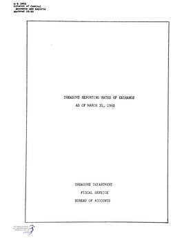 Treasury Reporting Rates of Exchange As of March 31, 1965