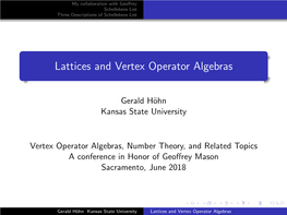 Lattices and Vertex Operator Algebras