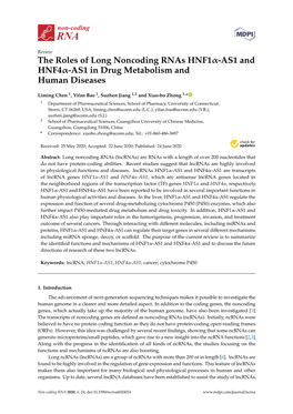 The Roles of Long Noncoding Rnas HNF1-AS1 and HNF4-AS1 in Drug