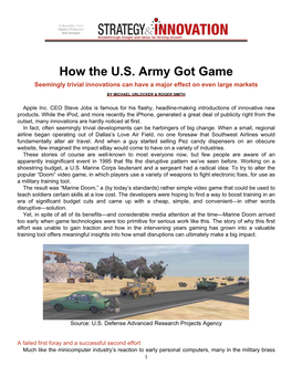 How the U.S. Army Got Game Seemingly Trivial Innovations Can Have a Major Effect on Even Large Markets