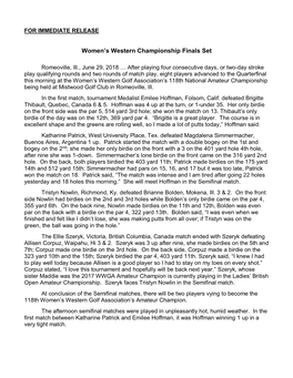 Women's Western Championship Finals