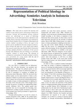 Representation of Political Ideology in Advertising: Semiotics Analysis in Indonesia Television Rizki Briandana