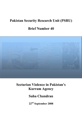 Sectarian Violence in Pakistan's Kurram Agency