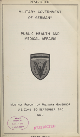 OF GERMANY Public HEALTH and MEDICAL AFFAIRS