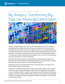 Big Analytics: Transforming Big Data Into Meaningful Information