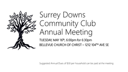 Annual Meeting TUESDAY, MAY 16Th, 6:00Pm for 6:30Pm BELLEVUE CHURCH of CHRIST – 1212 104TH AVE SE