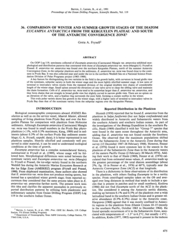 36. Comparison of Winter and Summer Growth Stages of the Diatom Eucampia Antarctica from the Kerguelen Plateau and South of the Antarctic Convergence Zone1